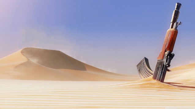 AK-47 in Sand HD Wallpaper