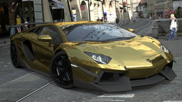 Lamborghini Aventador LP700-4 Gold Chrome, Gran Turismo 5 Wallpaper
